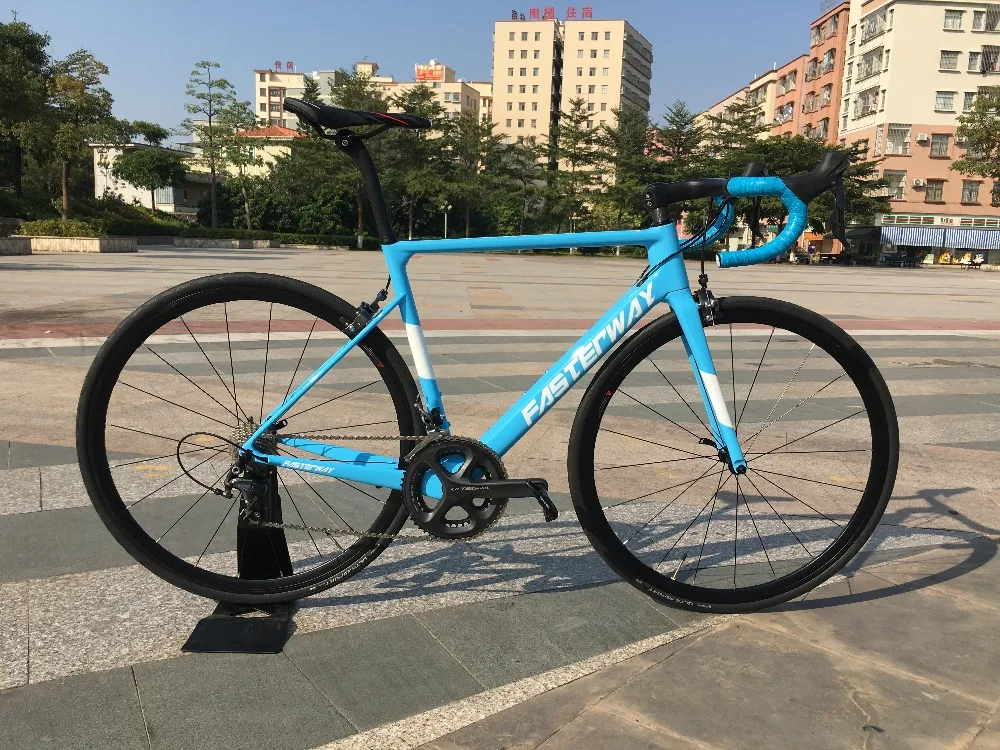 Flash Deal 700C carbon Road Complete Bike 22 Speed 105 5800 Groupset TAIWAN brand light blue sky FASTERWAY CLASSIC D brake 49/52/54/56/58 7 Flash Deal 700C carbon Road Complete Bike 22 Speed 105 5800 Groupset TAIWAN brand light blue sky FASTERWAY CLASSIC D brake 49/52/54/56/58 7