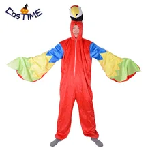 Взрослый костюм-талисман попугая забавная птица Косплей животных комбинезон цельный попугай комбинезон для Хэллоуина необычный праздничный наряд костюмы