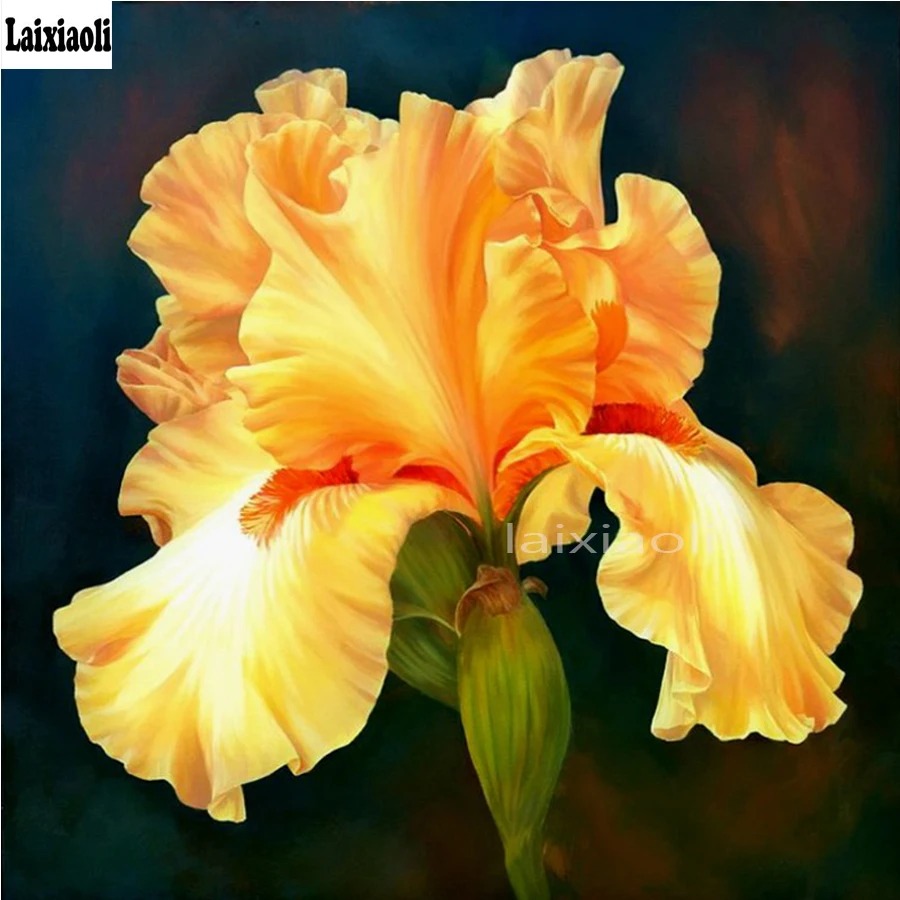 

5D DIY full Square/Round Drill diamond painting Mosaic Cross stitch Yellow iris flower Rhinestone embroidery Home decoration art