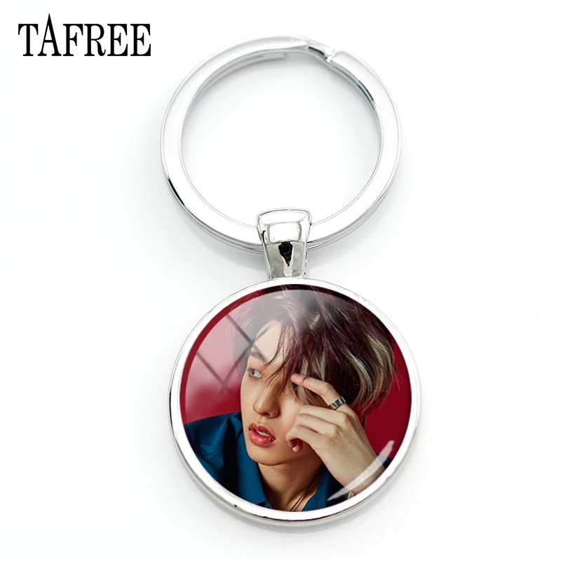 

TAFREE Simple Kpop Day6 Photo Keychain Youth Album Photo Keychain Glass Round Cabochon Key Pendant For Fans Gift Jewelry DAY14