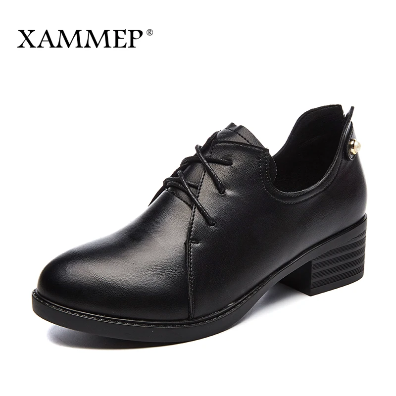 

Women's Shoes Brand Women Pump With Platform Women Dress Office Shoes Med Heels Spring Autumn Split Leather Plus Big Size Xammep