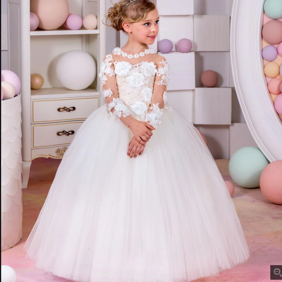 Cha Capataz si Ropa para niñas de 10 a 12 años, vestidos de desfile para niñas de 11 años,  vestidos de baile para niños, vestido de boda de grado superior de encaje  blanco completo|Vestidos| - AliExpress