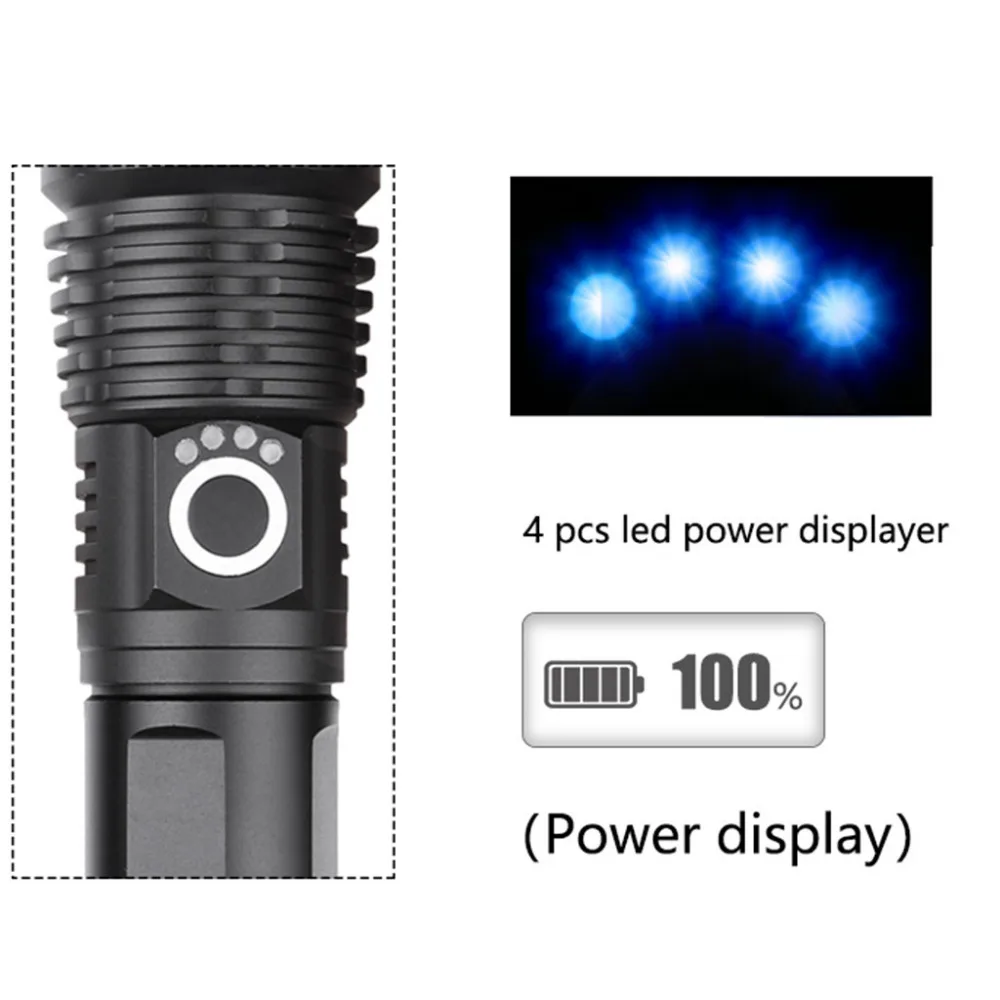2019 LED flashlight safe at night USB rechargeable waterproof flashlight for bicycle 18650 battery lighting distance 500M 40J19 (10)