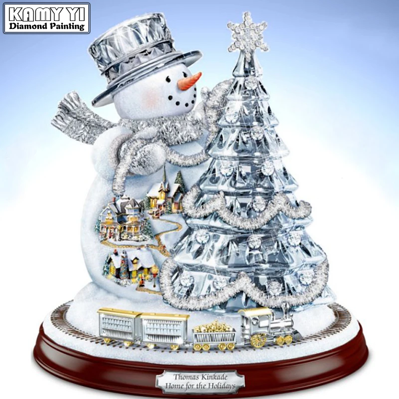 

5D Diy diamond painting cross stitch "Snowman Tree Train" Full Round Diamond embroidery Needlework Rhinestone Mosaic Crafts SY
