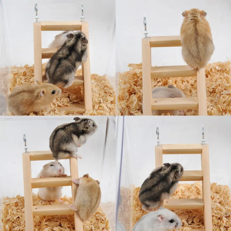

Wooden Hamster Ladder Stand Wooden Climbing Toy Solid Playing Accessories Products for Hamster Squirrel Guinea Pig