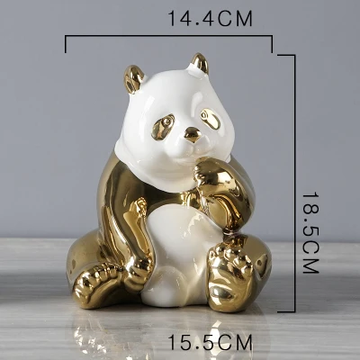 Gold C Горячая позолоченная Милая панда, семейное фарфоровое украшение, украшения для дома, ремесла, керамическое ремесло, гальваническое покрытие, подарок на день Святого Валентина - Цвет: Gold C