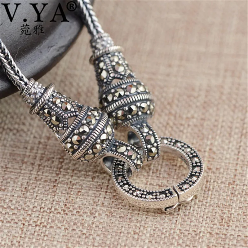 V.YA Thai Silver Long Chain Necklace for Women 925 Sterling...