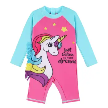 

BAOHULU 2019 Cartoon Girls Swimwear UPF50+ Long Sleeves Swimsuit for Girls Children Bathing Suits Beachwear Rash Guards Kids