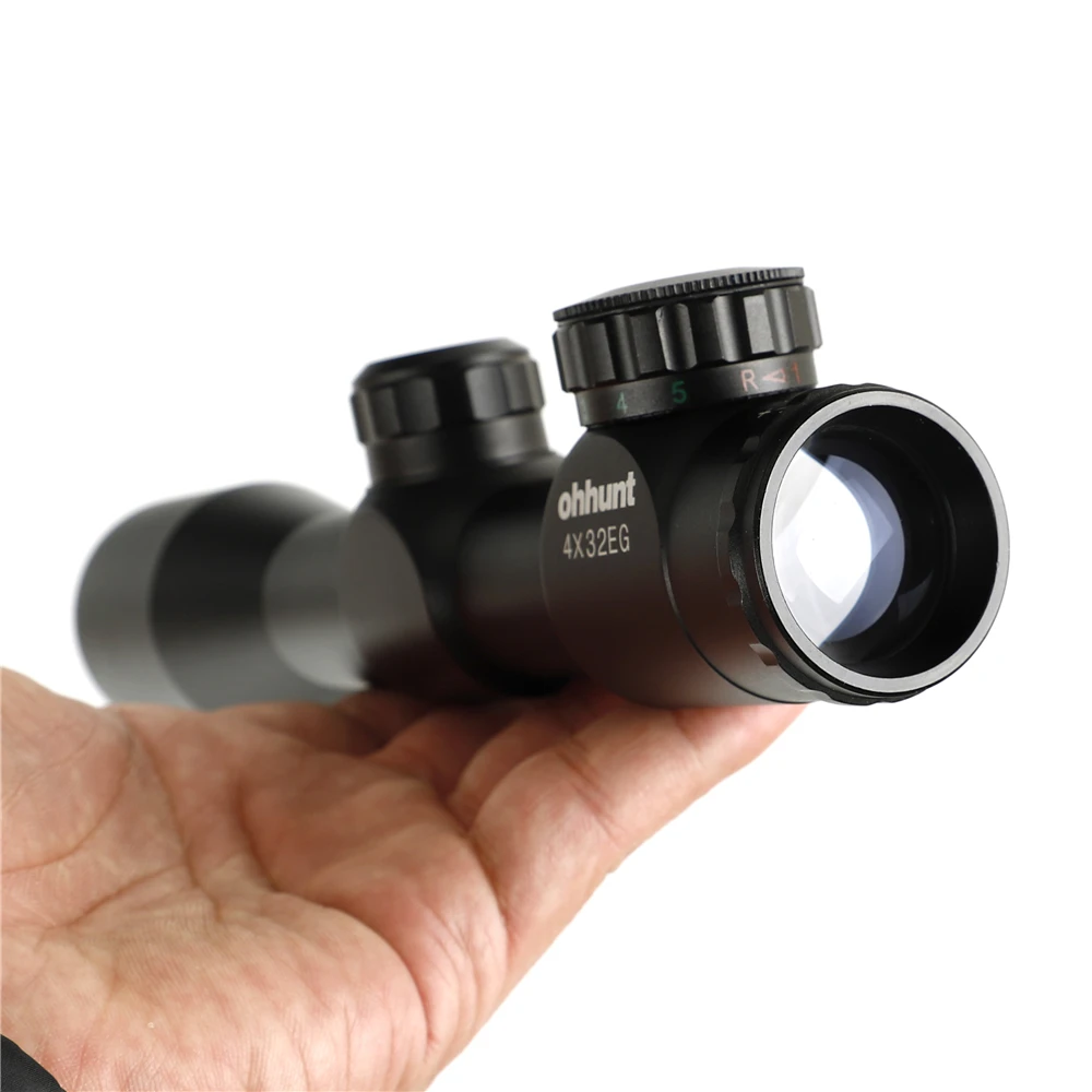 ohhunt 4x32EG 1 inch Compact Hunting Rifle Scope Tactical Optical Sight Red Green Illuminated Rangefinder Reticle Riflescope (12)