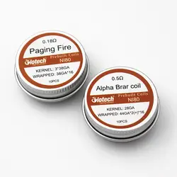 Glotech подкачки огонь готовые катушки Alpha Brar coilPrebuilt катушки для RDA РБА RTA распылитель DIY испаритель катушки здания Ni80 катушки