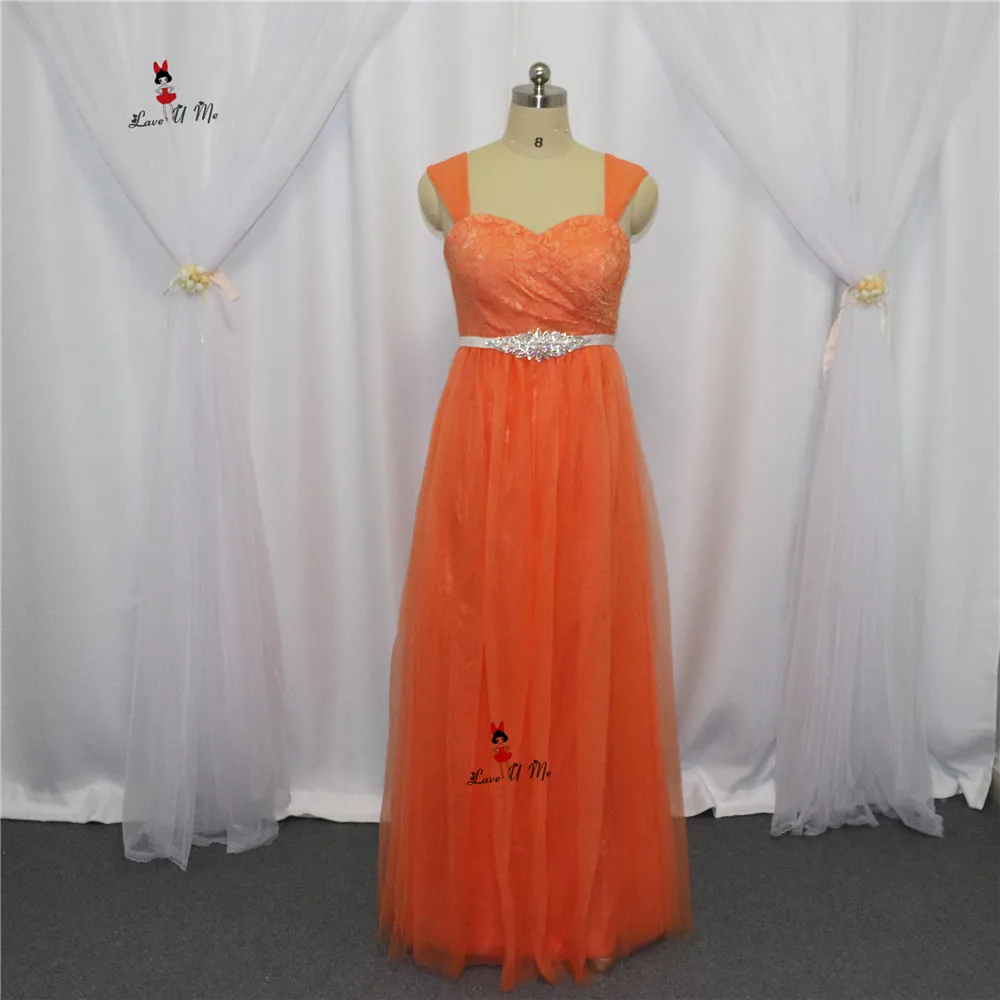 Vestidos Madrinha de Casamento длинные элегантные платья подружки невесты 2017 оранжевая кружевная свадебная одежда для гостей праздничный Выпускной