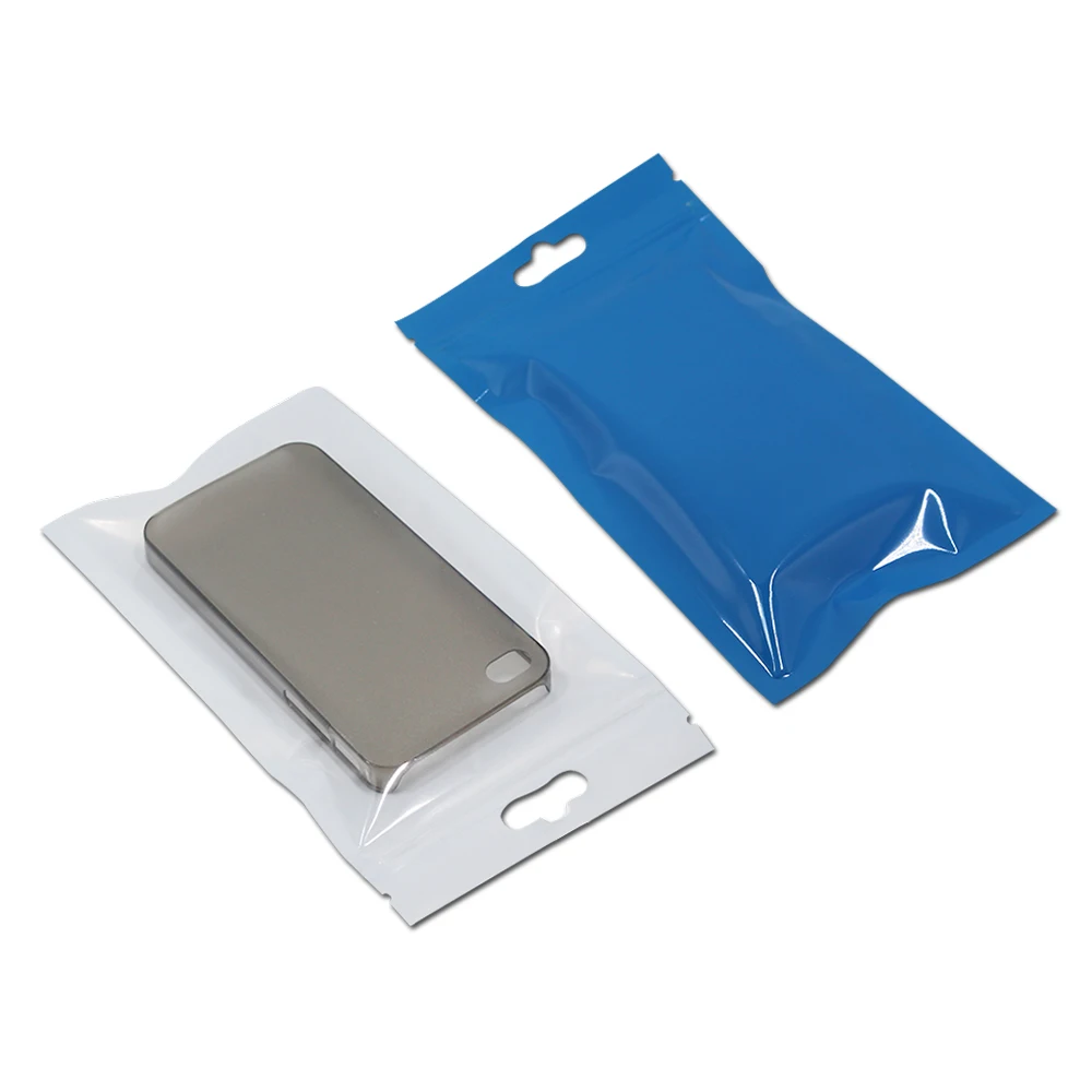 

Clear / Blue Zip Lock Plastic Zipper Package Bags With Hang Hole White Ziplock Bag Jewelry Electronic Product Packaging Pouch