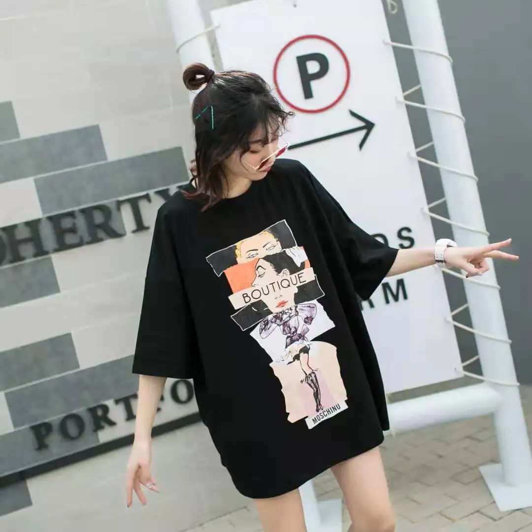 

Shuchan Streetwear Fashion Patchwork Pattern Summer T Shirt Women 2019 Printed T-shirt Woman Tee Tops Casual Female Plus Size