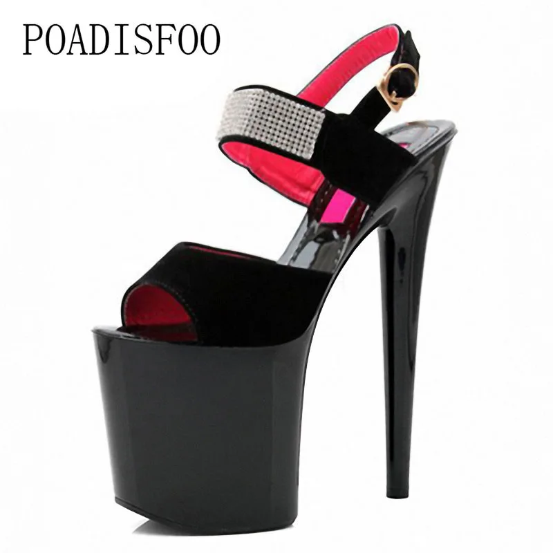 

POADISFOO 20cm hate sky high waterproof platform super high heel stiletto sandals suede fashion show shoes LYP-Q-021-4