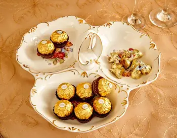 

Ceramic single layer fruit plate creative living room European snack tray multi-layer dried fruit plate snack plate candy plate