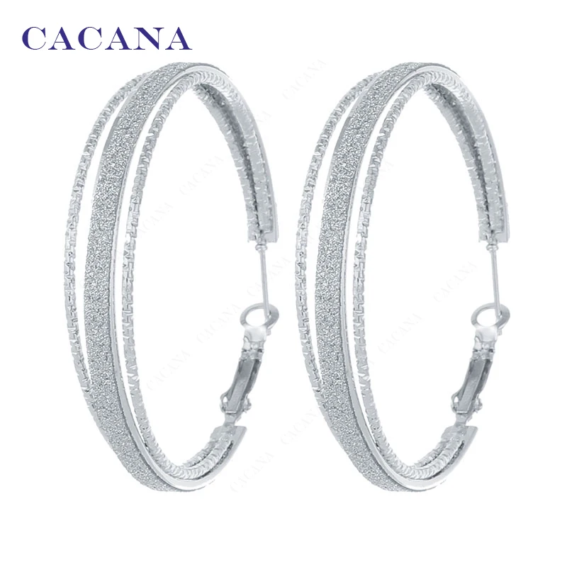 Длинные серьги кольца CACANA для женщин круглые в течение 2 колец бижутерия хит