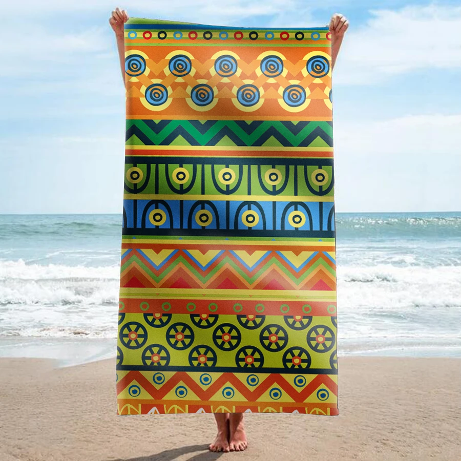 

GNORRIS Custom Sand Free Microfiber geometric rectangle Beach Towel Blanket - Quick Dry Super Water Absorbent Yoga mat