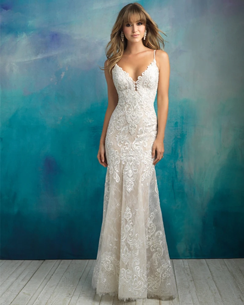 Spaghetti Strap Backless Mermaid Wedding Dresses