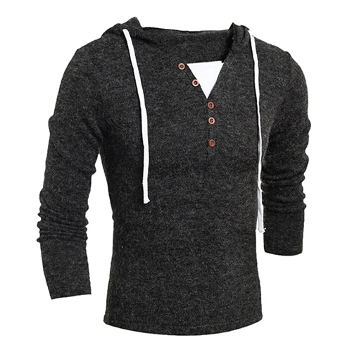 2016 новое поступление Для Мужчин's Повседневное Ложные две трикотаж с длинным рукавом ремень Кнопка пуловер свитер