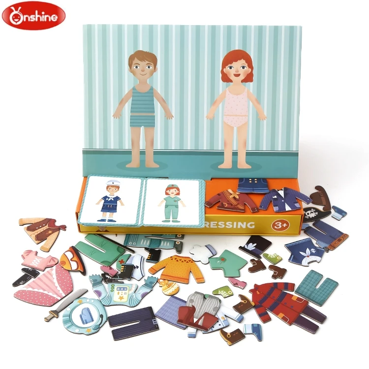 

Wooden Kids Educational Toys Magnet Dressing Magnetic Puzzles Game Set Fun Reusable Stickers for Children Christmas Gift