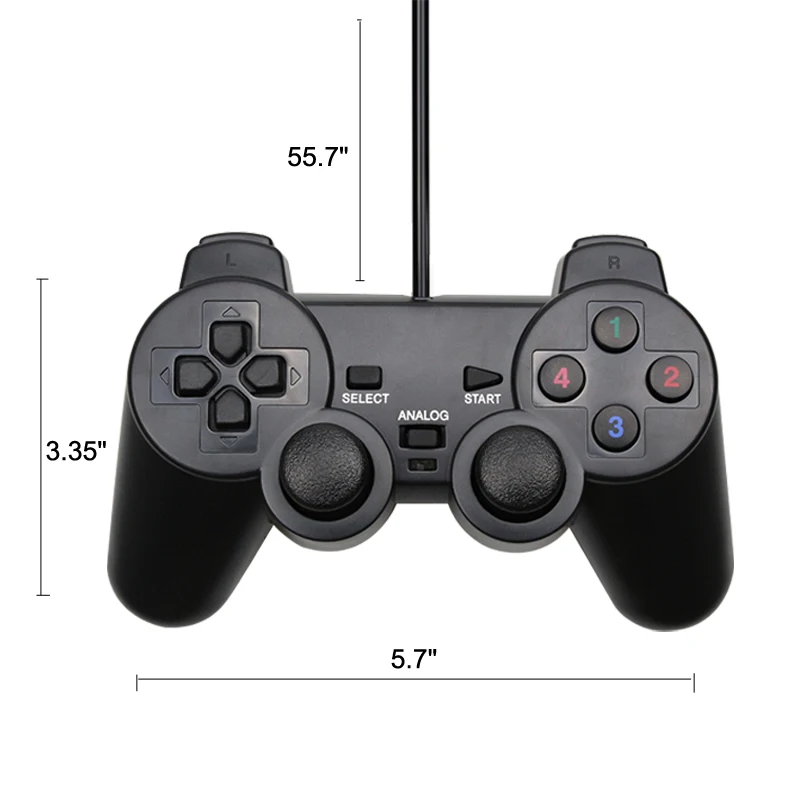 USB проводной Gamepad ПК вибрации джойстик для ПК компьютер, ноутбук для ПК Win/7/8/10 для Vista черный контроллер