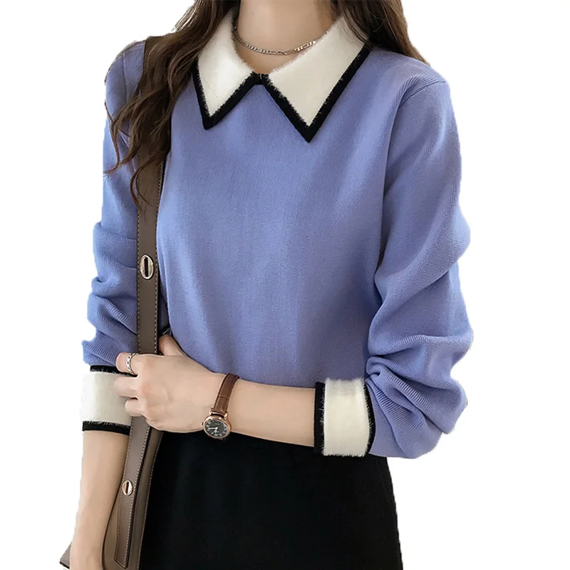 Nagodo Sweet Sweater Pullover 2019 New korean kawaii polo collar Women knitted Tops streetwear Ladies pullovers Loose Jumper