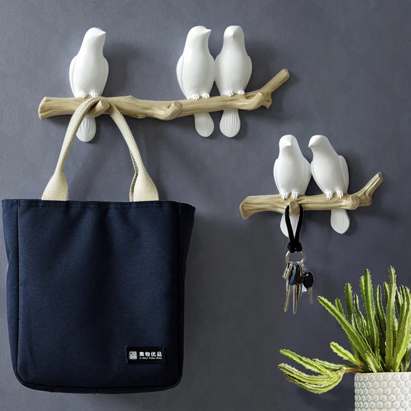 Best Wall Decorations Home Accessories Living Room Hanger Resin Bird key Bedroom kitchen Coat Clothes Towel Hooks Hat Handbag Holder
