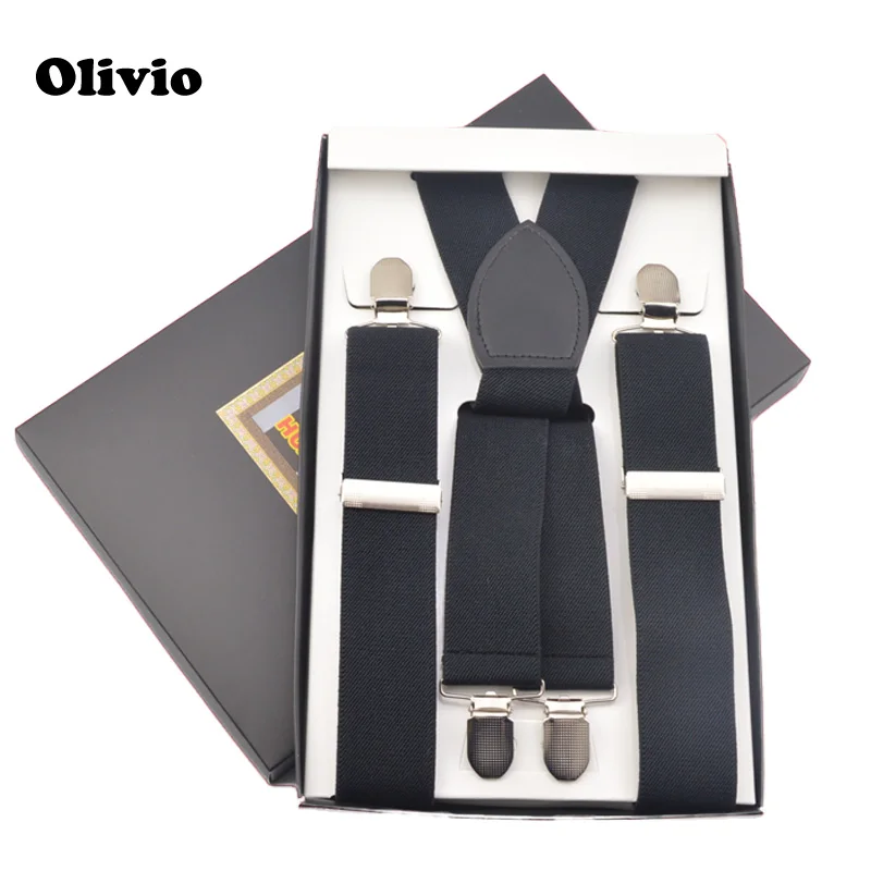 

large adult/Mens 120cm Adjustable Trousers Suspensorio 4 Clip box Back nave bule Elastic Suspenders Braces for Father/Grandfat