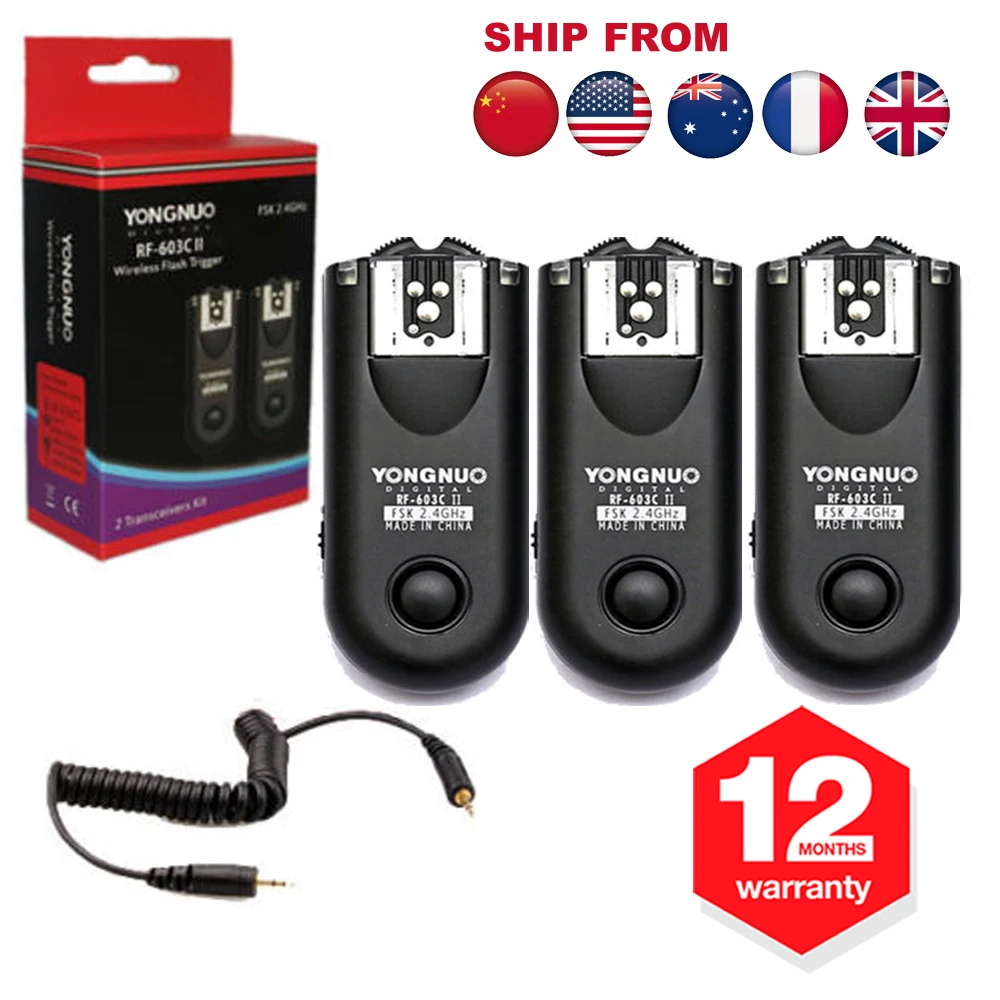

3 x Yongnuo RF-603C II TTL Wireless Flash Trigger Transceiver C1 for Canon 1100D 1000D 700D 650D 600D 550D 500D 450D 350D 300D