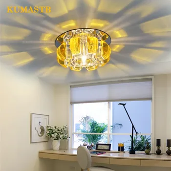 

Gold Crystal Pumpkin Shape Ceiling Lamp 3W LED Crystal Ceiling Light Corridor Living Room Light Aisle Entrance Crystal Lamp