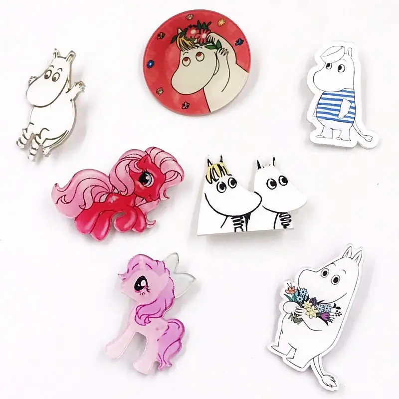 Шт. 1 шт. Harajuku милый мультфильм Moonmin лошадь значки на булавке Kawaii брошь с иконкой
