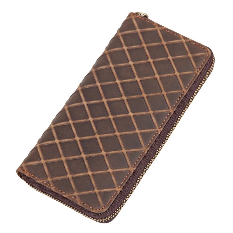 

JMD Real Leather Wallet Men's Clutch Bag ID Card Holder Rhombus design Credit Card Case 8127-1R