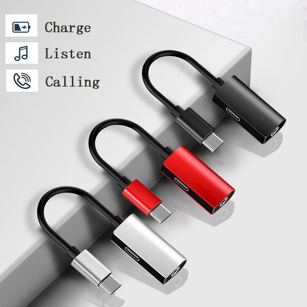 100pcs 2 in 1 Type c Audio Aux Cable Earphone Converter USB C to 3 5 mm Headphone Jack Adapter For Huawei Xiaomi Mi9 Samsung