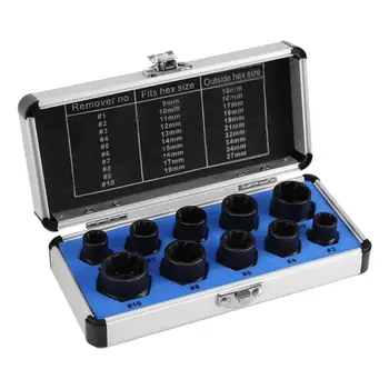 

Portable 10pcs Damaged Nuts Bolts Remover Stud bolt Extractor Set Locking Socket Hand Tools Set