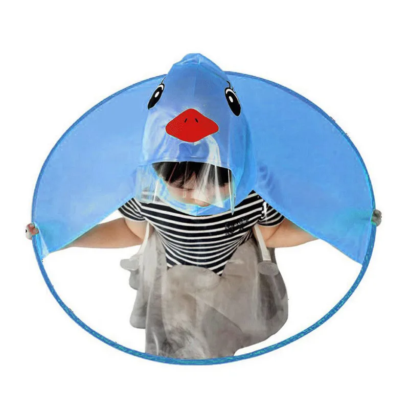 Милый дождевик UFO Детский Зонт шляпа волшебный плащ свободные руки ярко-розовый синий Размер M S Ветрозащитный ПВХ дождевик дропшиппинг#0523