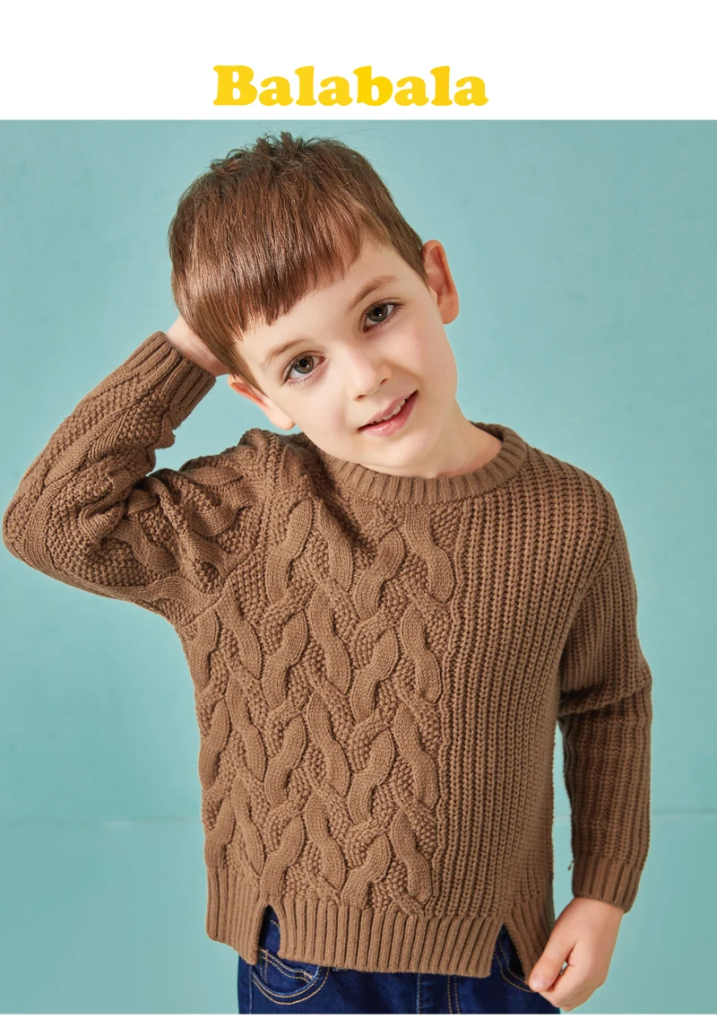 Balabala/модный свитер для осени; свитера для мальчиков; пуловер с витыми цветами; однотонная Одежда для мальчиков; пуловер; одежда для малышей