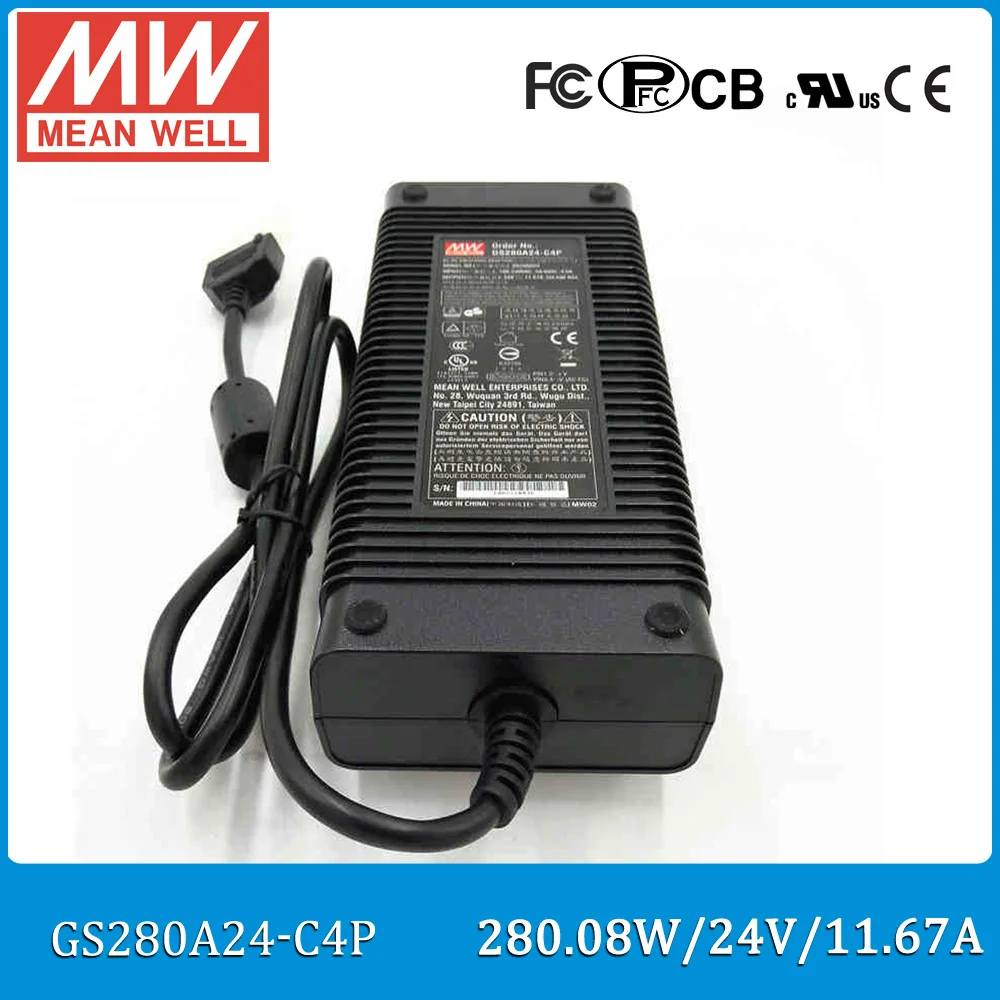 

Original Meanwell GST280A24-C4P 3 pole industrial desktop adaptor 24V 11.67A 280W Level V power supply with PFC