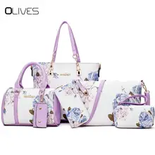 Новинка, женская сумка из искусственной кожи, женские сумки, модная сумка через плечо, высокое качество, набор из 6 предметов, дизайнерский бренд Bolsa Feminina