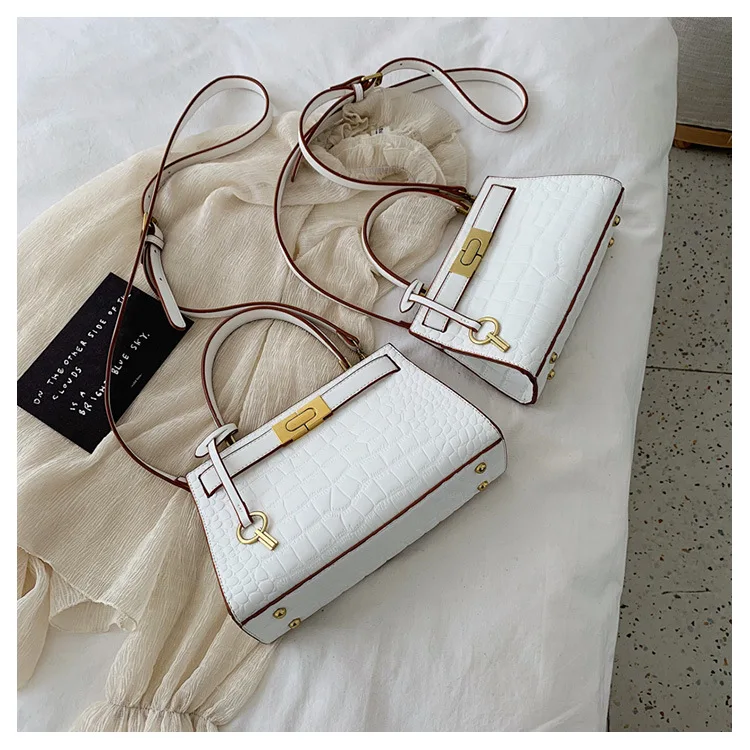 Новая женская сумка Новая корейская модная крокодиловая сумка Джокер сумка через плечо сумка-мессенджер - Цвет: Белый