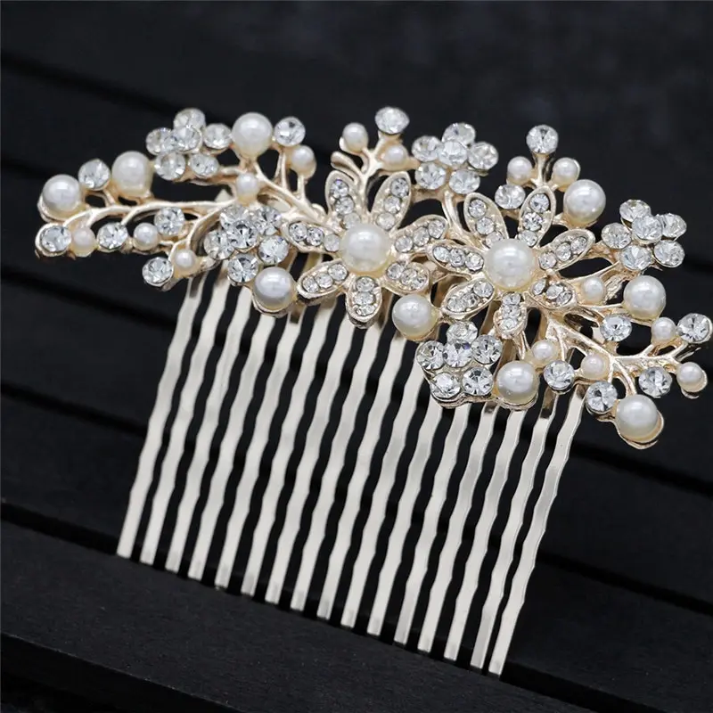 

2018 Fashion 1PC Hair Comb Hairpins Wedding Bride Crystal Rhinestones Pearls Women Bridal Headpiece Party Gift Beauty Decor