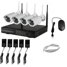 4CH NVR Wi-Fi камера видеонаблюдения Камера Системы 4 шт 960 P HD на открытом воздухе Беспроводной CCTV комплект видеонаблюдения Системы P2P ONVIF