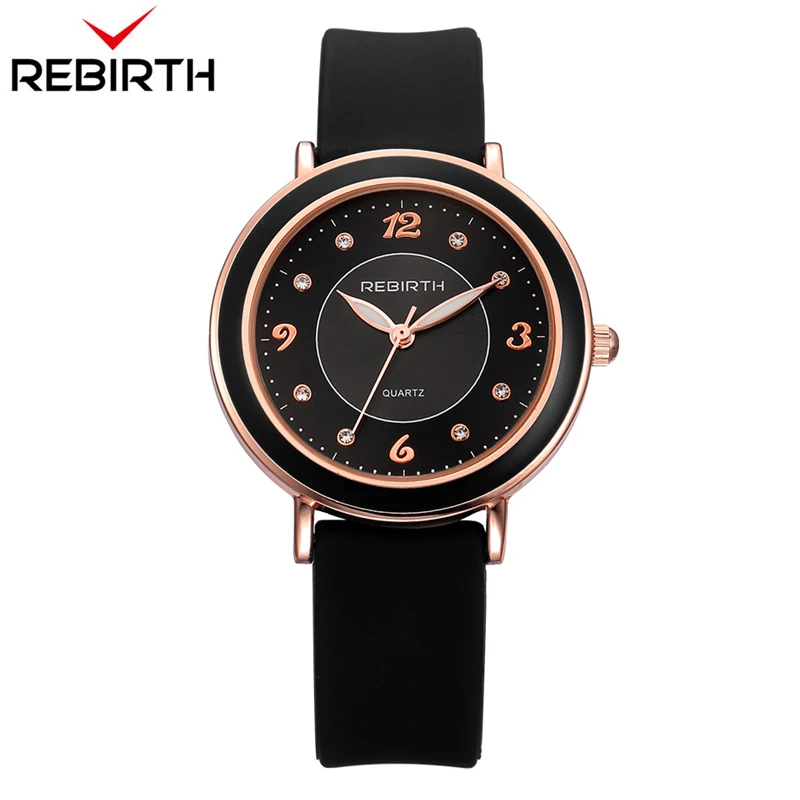 

REBIRTH Silicone Strap Quartz Watches for Women 2018 Casual Analog Hand Watch Ladies Sport Wristwatches Montres Femme with box