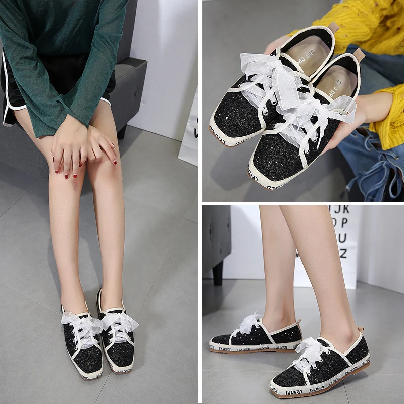 

European famous brand woman silver shoes bling sequins espadrilles riband big bow-knot flats silk band bow creepers glitter flat