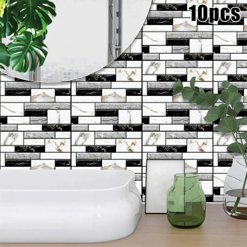 DSstyles 10 шт 3D Съемный самоклеящийся водонепроницаемый стикер для настенной плитки DIY украшение дома