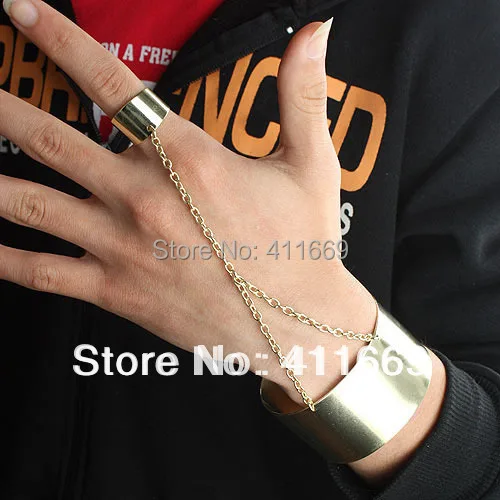 Steampunk 18K Gold Chain Ring Anel Big 