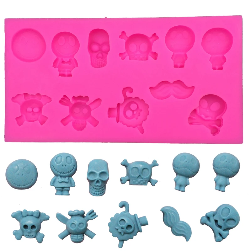 Halloween Skull Shape fondant cake silicone moulds chocolate jelly pastry candy Clay for decoration kitchen Baking tool FT-0185 | Дом и сад