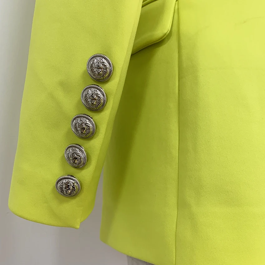 Высокое качество новейшая мода дизайнерский Блейзер женская с длинным рукавом двубортный металла пуговицы Длинный блейзер внешняя куртка