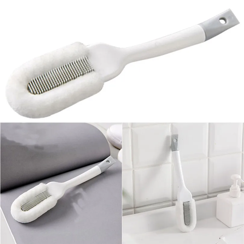 1Pcs Curved Long Handle Useful Microfiber Shoes Brush Long Handle Durable Soft Bristle Multifunction Cleaning Brushes (1)