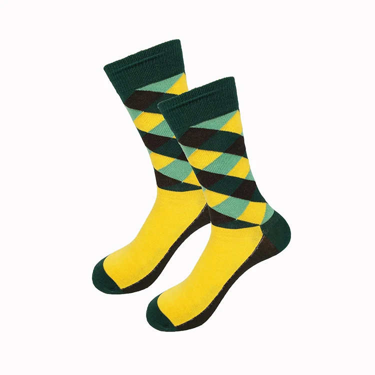 Новые носки в британском стиле, клетчатые носки с градиентными цветами, мужские хлопковые носки с Аргайлом, высокое качество