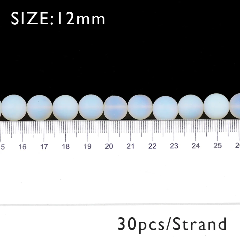 BTFBES матовые бусины из натурального опалового камня, круглый белый жемчуг, 4, 6, 8, 10, 12 мм, свободные бусины, ювелирные изделия, аксессуары для изготовления браслетов, самодельные шарики - Цвет: 12mm 30pcs
